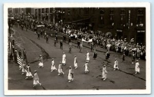 RPPC OMAHA, Nebraska NE ~ PARADE Street Scene ~ Hotel Fontanelle c1920s Postcard