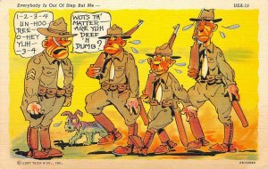 Everybody Is Out of Step But Me RAY WALTERS Army Comic WWII Vintage Postcard