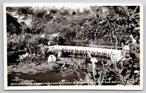 San Antonio TX RPPC Stone Bridge Sunken Garden Breckenridge Photo Postcard T22