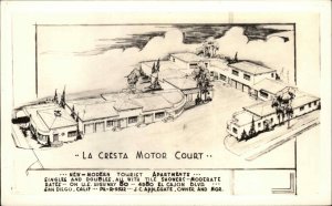San Diego California CA La Cresta Motor Court Motel Real Photo Vintage Postcard