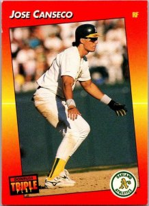 1992 Donruss Baseball Card Jose Canseco Oakland Athletics sk3188