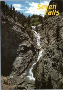 postcard Colorado Springs - waterfall Seven Falls