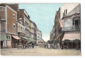 Saint-Nazaire France Postcard 1907-1915 Rue Ville es Martin Street Scene