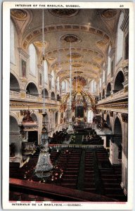 VINTAGE POSTCARD INTERIOR OF THE BASILICA AT QUEBEC CANADA c. 1925 WHITE BORDER