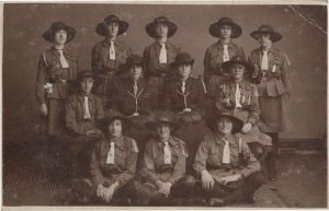 Skipton Rd Ilkley Girl Guides Rangers Portrait Group Antique Scouts Postcard