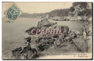 Old Postcard Toulon Sainte Marguerite Rocks Fishing Fisherman