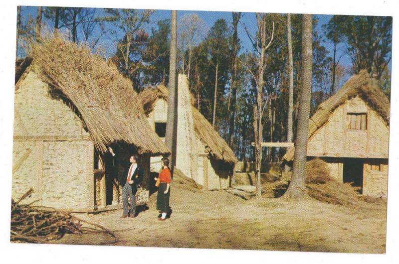 VA Jamestown James Fort Thatched Houses Virginia Postcard