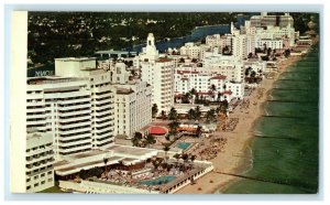 Aerial View Of Fabulous Hotel Row Along Golden Sands At Miami Beach FL Postcard 