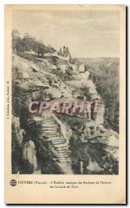 Old Postcard Poitiers Vienne rustic staircase of Porteau the Rocks on the roa...
