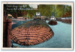 c1920s Ocean Going Log Raft Columbia River Oregon OR Unposted Vintage Postcard