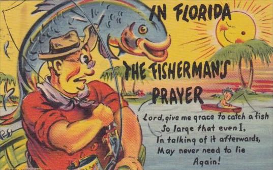 Florida Humour The Fisherman's Prayer 1954 Curteich