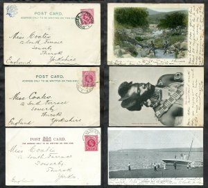 dc585 - SOUTH AFRICA 1904-05 Lot of (3) Picture Postcards to ENGLAND