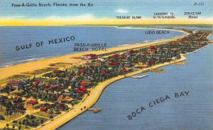 PASS-A-GRILLE BEACH, FL Florida BIRD'S EYE VIEW Homes~Lido Beach c1940s Postcard