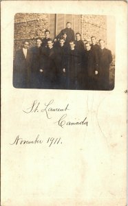 VELOX RPPC Real Photo Postcard QC St. Laurent Seminary Students 1911 M63