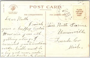 1910's White Flowers Crucifix Easter Greetings Posted Postcard