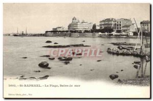 The Beach St Rapael- Bains de Mer -Carte Old Post