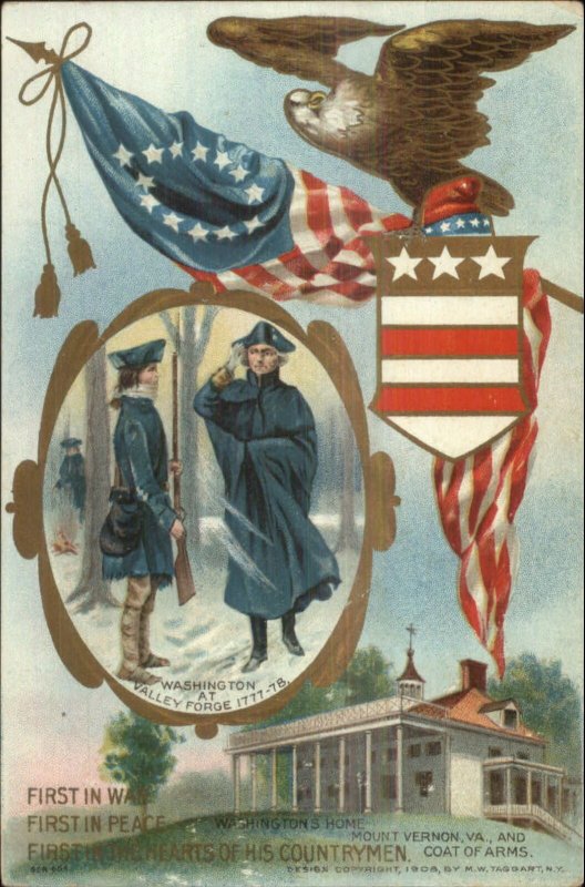 American Flag w Patriotic Text on Meaning c1910 Postcard