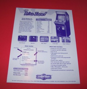 PRIZE ZONE ORIGINAL NOS REDEMPTION ARCADE GAME MACHINE FLYER BROCHURE