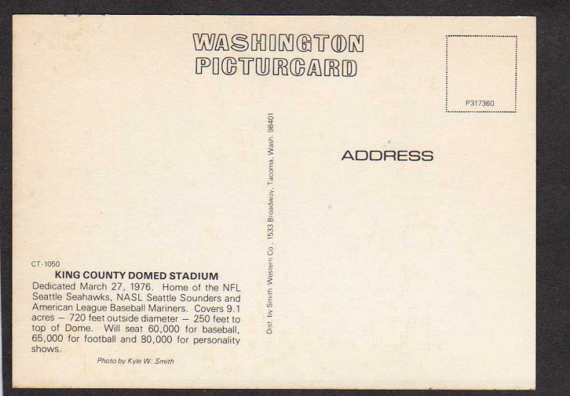 WA King County Stadium Seattle Seahawks Football Mariners Washington Postcard