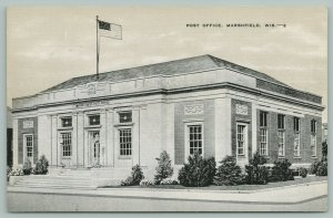 Marshfield Wisconsin~US Post Office~Flag on Top~c1940~Postcard 