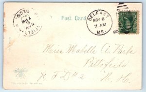 BELFAST, Maine ME ~ Handcolored HIGH STREET Scene 1907 UDB Waldo County Postcard