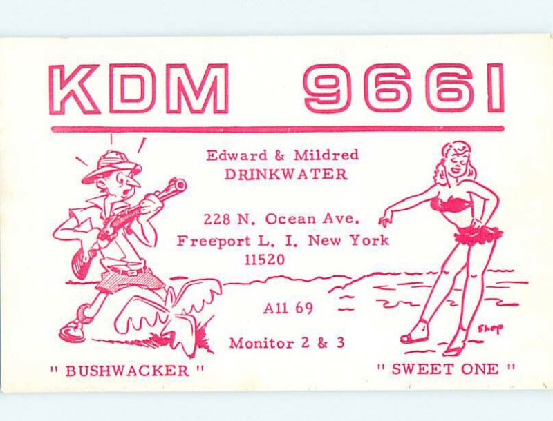 Pre-1980 RADIO CARD - CB HAM OR QSL Long Island - Freeport New York NY AH1965