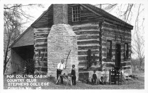 RPPC POP COLLINS CABIN COLLEGE MISSOURI BLACK AMERICANA REAL PHOTO POSTCARD