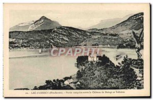 Old Postcard Annecy lake Part Included Between The Chateau de Duingt and Tall...