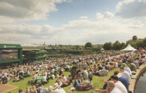 Wimbledon Tennis Fans Picnic By Big Screen Henman Hill Postcard