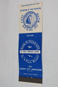 Bank of Ocean City Ocean City Maryland Fish 20 Front Strike Matchbook Cover