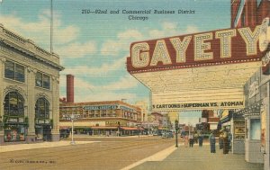 Postcard Illinois Chicago 1940s 92nd Business Theater Marquee 22-14206