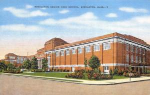 Middleton Ohio 1940s Linen Postcard Middleton Senior High School