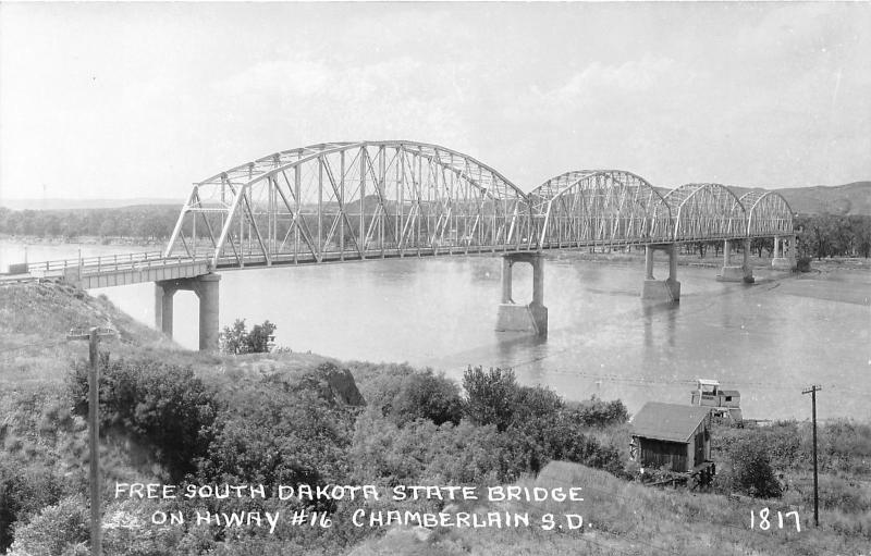 Chamberlain South Dakota~Highway #16~Free South Dakota State Bridge~1940s RPPC