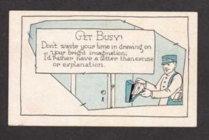 Get Busy Letter Reminder Mailman Mail Box Postcard PC