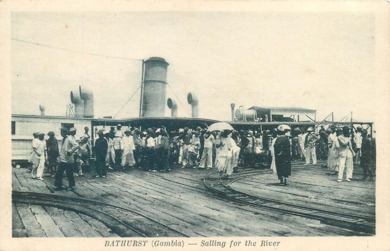 Lot 5 vintage postcards BATHURST Gambia gun battery market ethnic life sailling