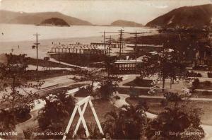 Santos Brazil Praia Gonzaga Real Photo Antique Postcard J45504