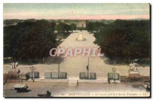 Old Postcard The Peyrou Montpellier took the Arc de Triomphe