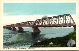 VINTAGE POSTCARD VICTORIA BRIDGE OVER ST. LAWRENCE RIVER MONTREAL CANADA