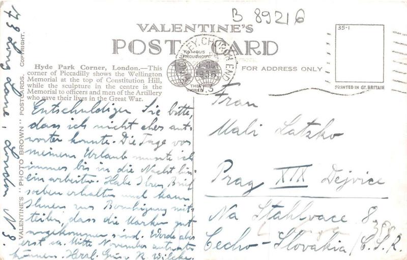 B89216 hyde park corner london double decker bus uk