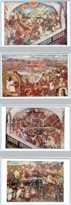 4 Postcards MEXICO CITY ~ Palacio Nacional DIEGO RIVERA Frescos Murals 4x6