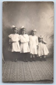 1910 Twin Girls Identical Siblings Fargo North Dakota ND RPPC Photo Postcard