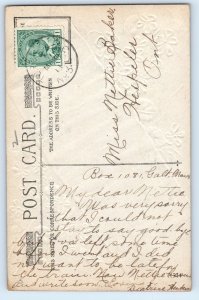 c1910's Pretty Woman And Blue Flowers Embossed Winsch Back Canada Postcard