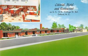 Colonial Motel and Restaurant 1 Mile South of - Oxford, North Carolina NC Pos...