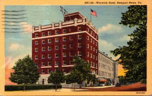 Virginia Newport News The Warwick Hotel 1950 Curteich