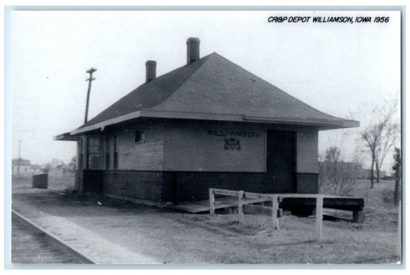 c1956 Cri&P Williamson Iowa IA Railroad Train Depot Station RPPC Photo Postcard