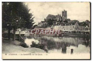 Old Postcard Auxerre The Cathedral View Of Embankment