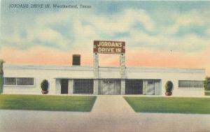 Colorpicture 1940s Jordan's Drive In Weatherford Texas roadside linen 10467