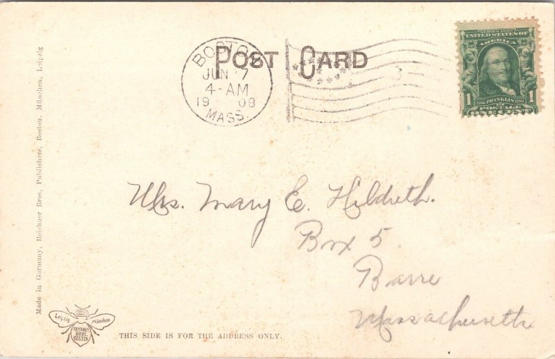 Antique 1908 Postcard - BATHING and SURF SCENE Hand Colored - Revere Beach, Mass