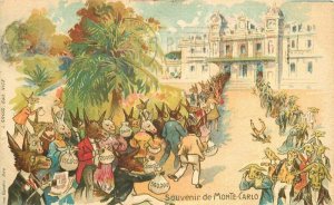 France Monte Carlo  Anthropomorphic Donkey Gamblers 1907 Postcard 22-456