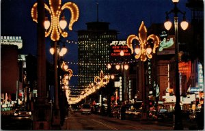 Vtg New Orleans Louisiana LA Canal Street View at Night Postcard